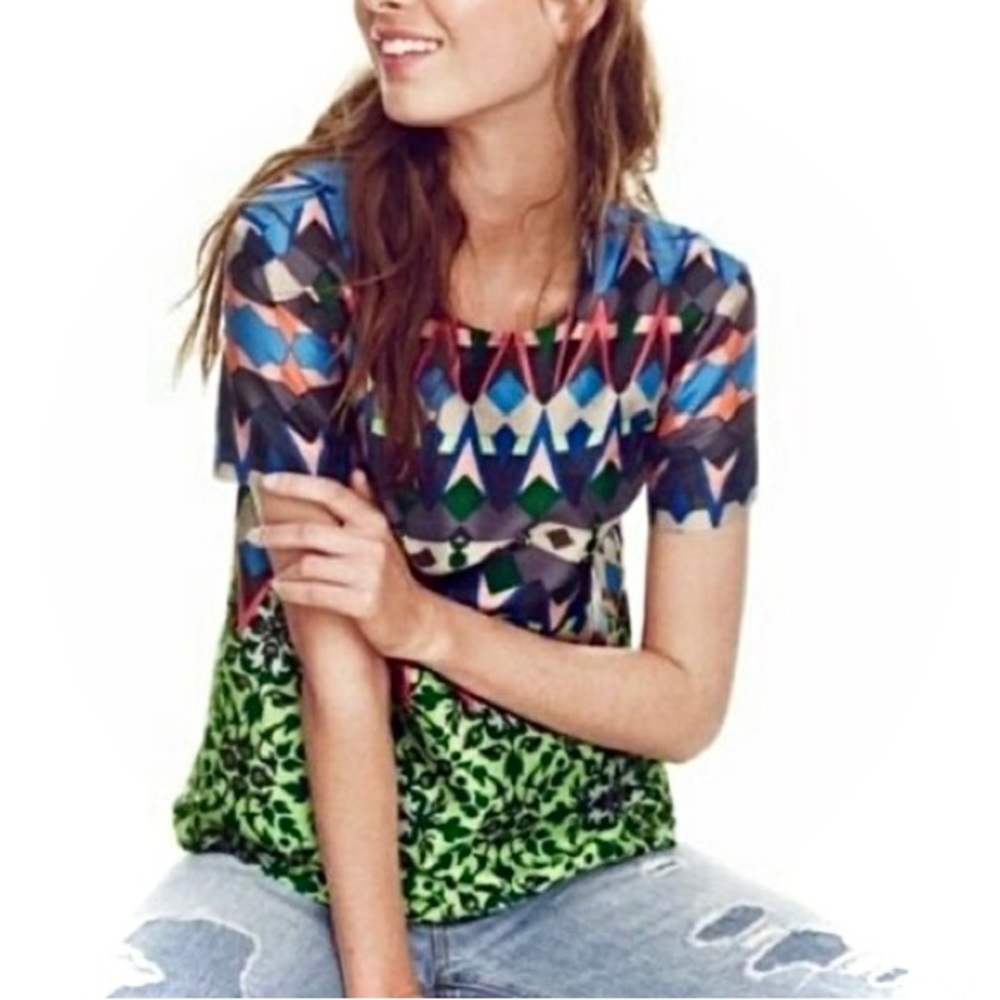 J Crew 100% Silk Gemstone T-shirt Blouse